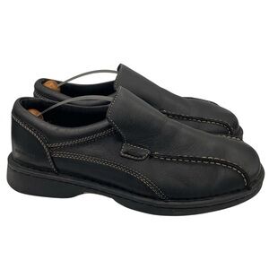 Skechers men’s slip-on black leather comfy loafers Size 9
